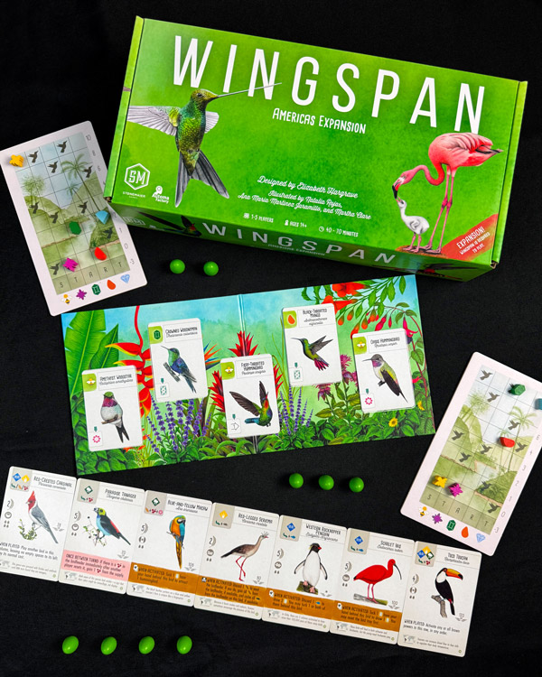 Wingspan: Americas board game box and components